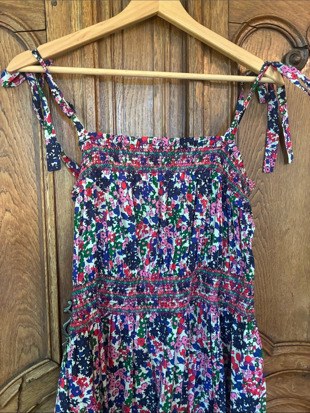 J. Crew Smocked Tiered dress in watermark floral print - Picture 3 of 8